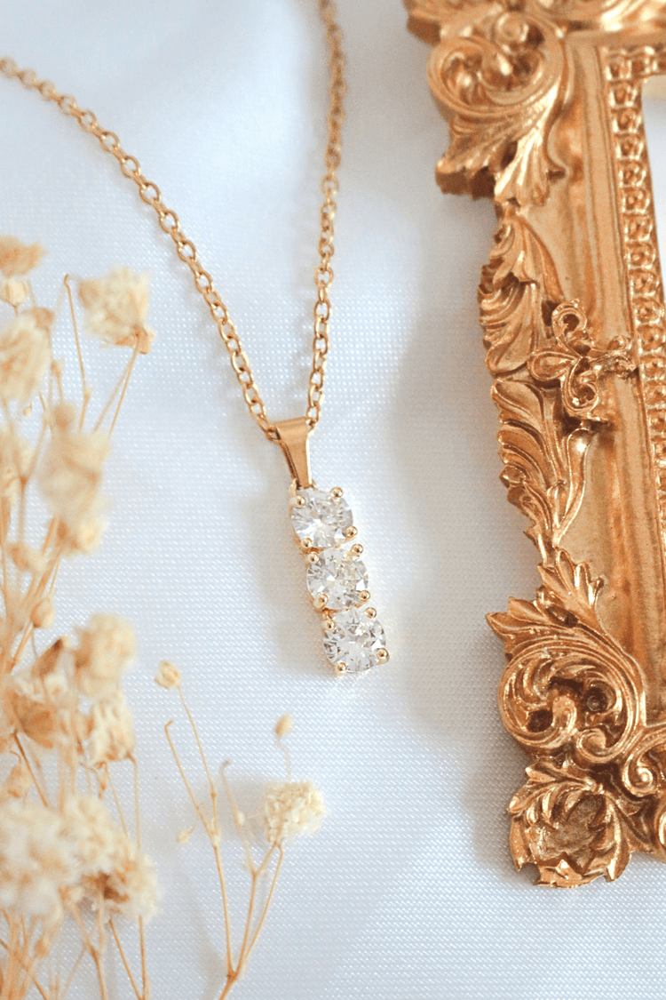 24 Karats Cubic Zirconia Drop Necklace - Miraelia jewelry&Accessories