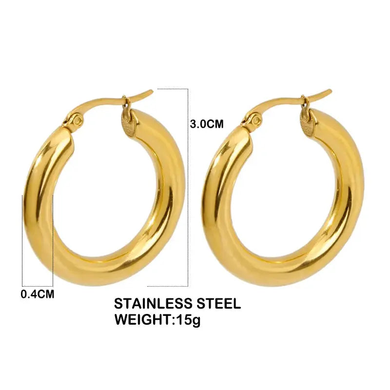 Steel Round Hoop Earrings 5mm Miraelia jewelry&Accessories