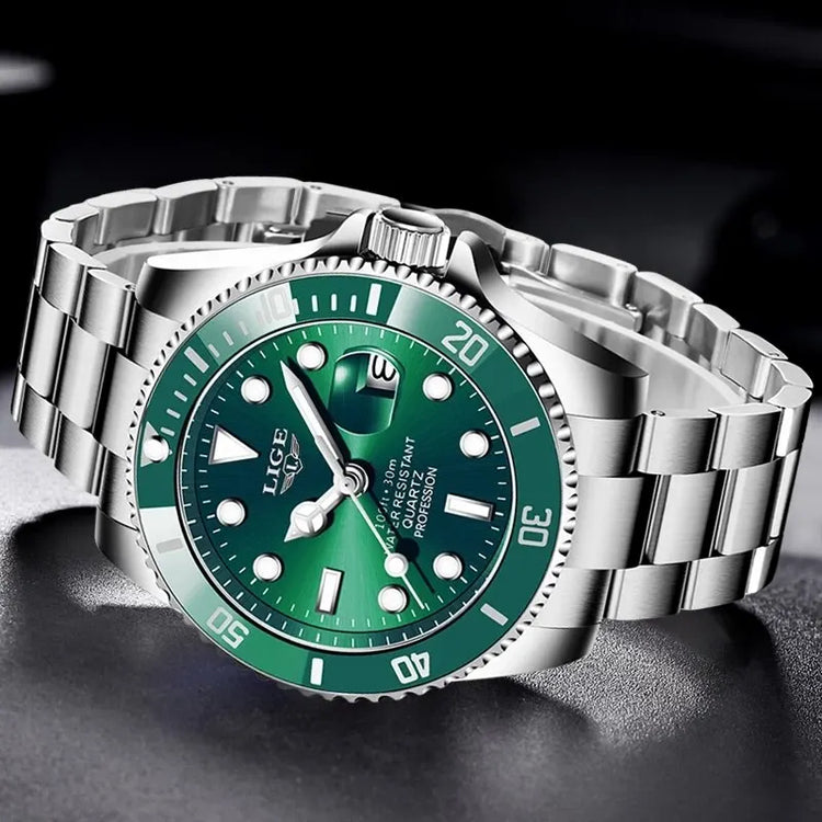 LIGE Top Brand Luxury Fashion Diver Watch Men 30ATM Waterproof Date - Miraelia jewelry&Accessories