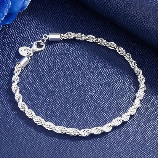18K Gold Silver Plated 4MM Rope Chain Bracelet for Men - Miraelia jewelry&Accessories