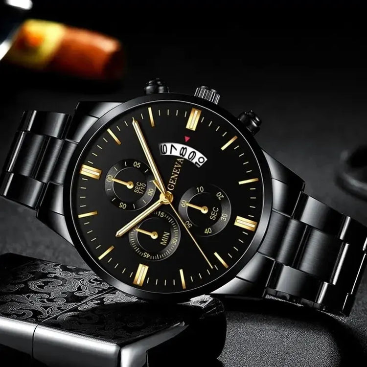 Fashion Men Stainless Steel Watch Luxury Calendar Quartz Wrist Watch - Miraelia jewelry&Accessories