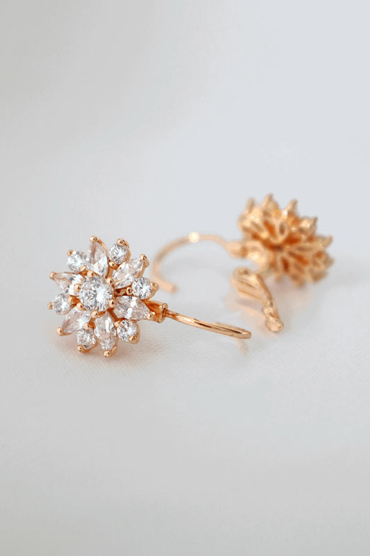 Diamond Sunflower Huggies Earrings 18K Gold Plated - Miraelia Jewelry - Miraelia jewelry&Accessories