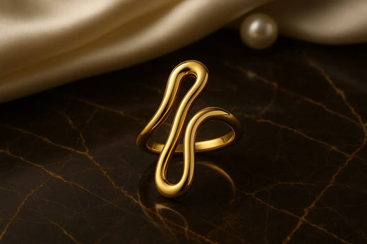 Double S-Shaped Ring - 18K Gold Plated Opening Design - Miraelia jewelry&Accessories