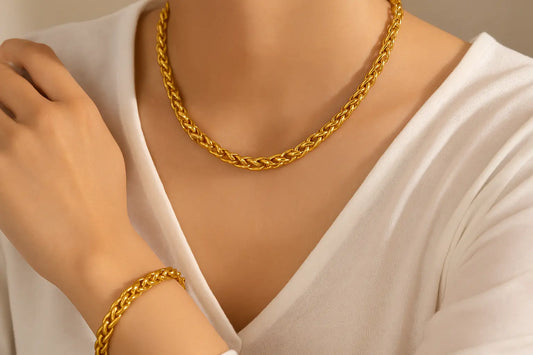 316L Stainless Steel Chain Necklace & Bracelet Jewelry Set - Miraelia jewelry&Accessories