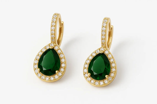 316L Stainless Steel Green Water Droplet Zircon Earrings - Miraelia jewelry&Accessories