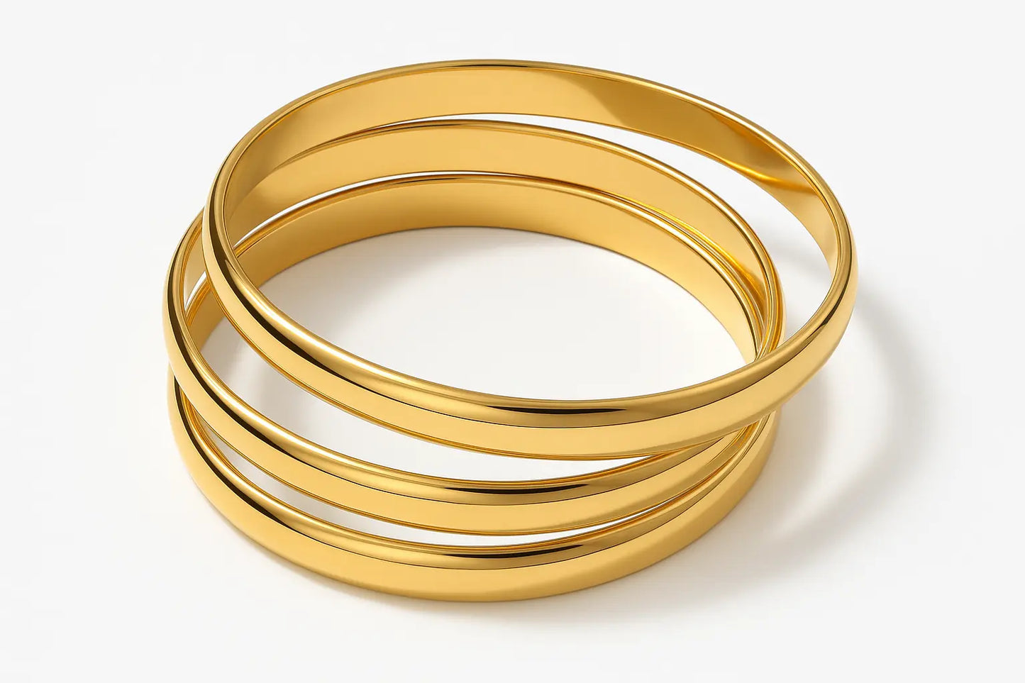 3pcs Glossy 18K Gold Plated Stainless Steel Bangle Bracelet for Women - Miraelia jewelry&Accessories