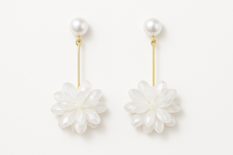 Exaggerated White Flower Drop Earrings Elegant Imitation Pearl Dangle - Miraelia jewelry&Accessories
