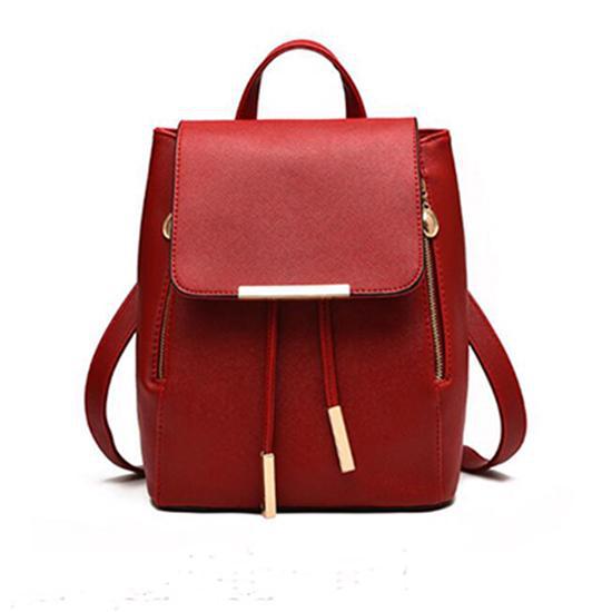 PU Leather College Style Casual Backpack For Young Ladies - Miraelia jewelry&Accessories