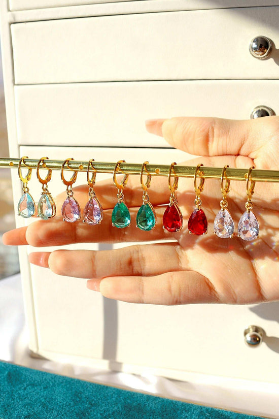 18K Rainbow Teardrop Hoop Earrings - Miraelia jewelry&Accessories