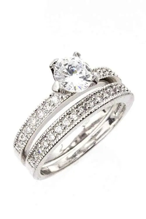 Cubic Zirconia Double Rings - Miraelia jewelry&Accessories