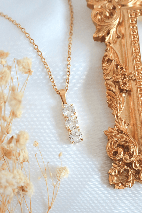 24 Karats Cubic Zirconia Drop Necklace - Miraelia jewelry&Accessories