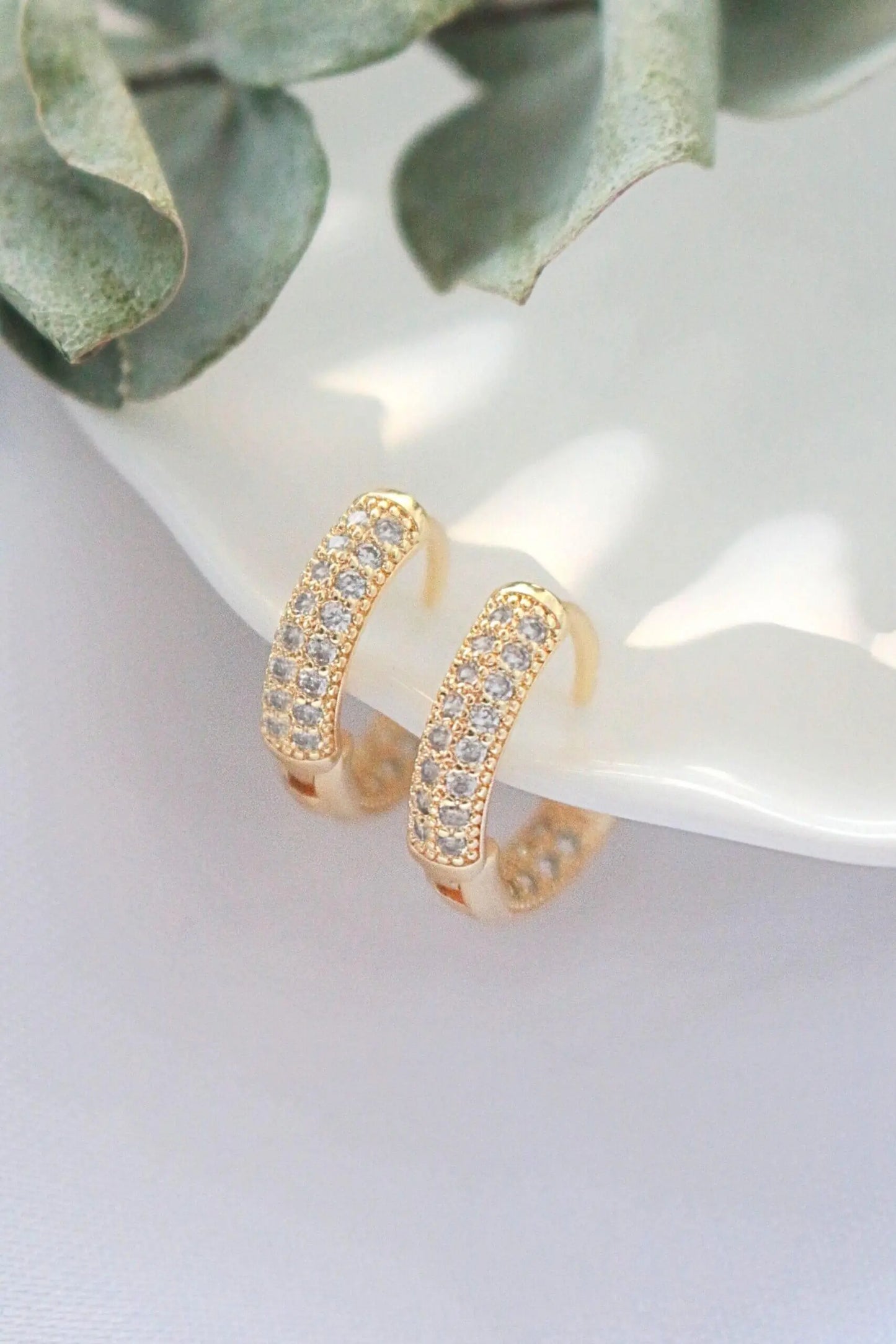24 Karats Cubic Zirconia Hoops - Miraelia jewelry&Accessories