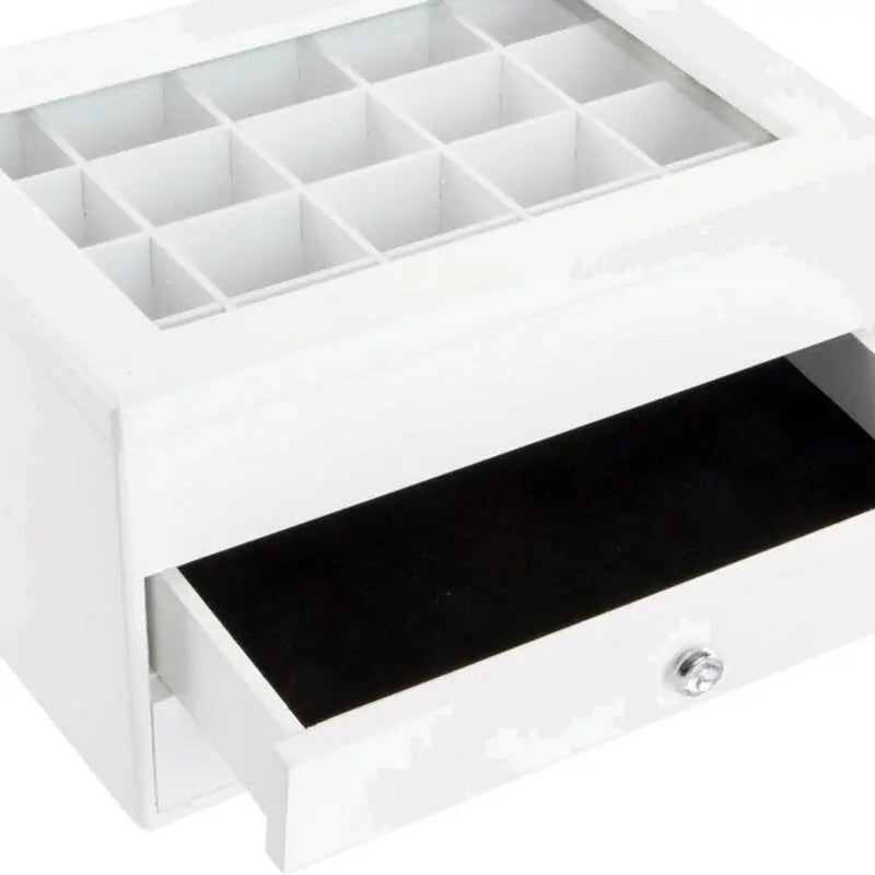 Jewelry box DKD Home Decor Crystal White MDF Wood 25 x 19 x 15 cm - Miraelia jewelry&Accessories