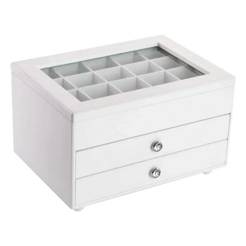 Jewelry box DKD Home Decor Crystal White MDF Wood 25 x 19 x 15 cm - Miraelia jewelry&Accessories