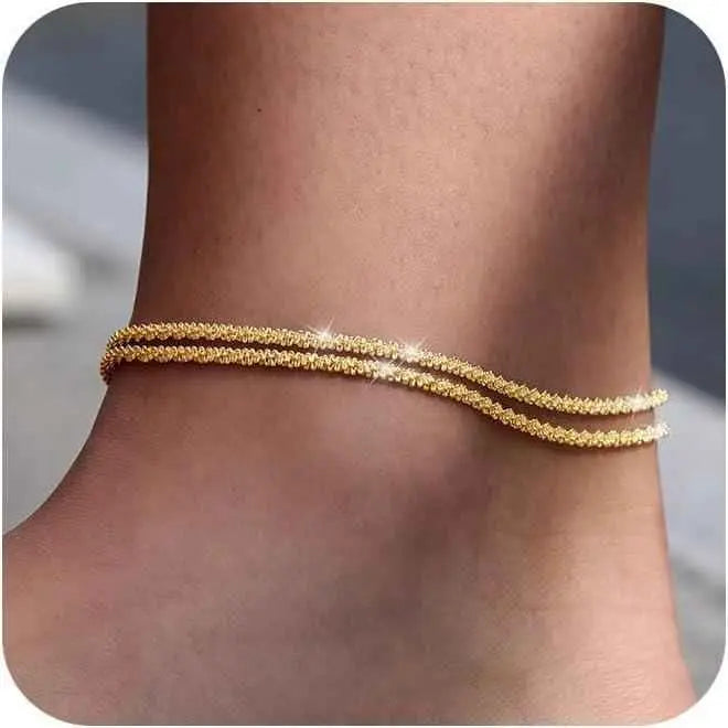 Fashion Multi-Layer Waterproof Ankle Bracelet - Gold & Silver | Miraelia - Miraelia jewelry&Accessories