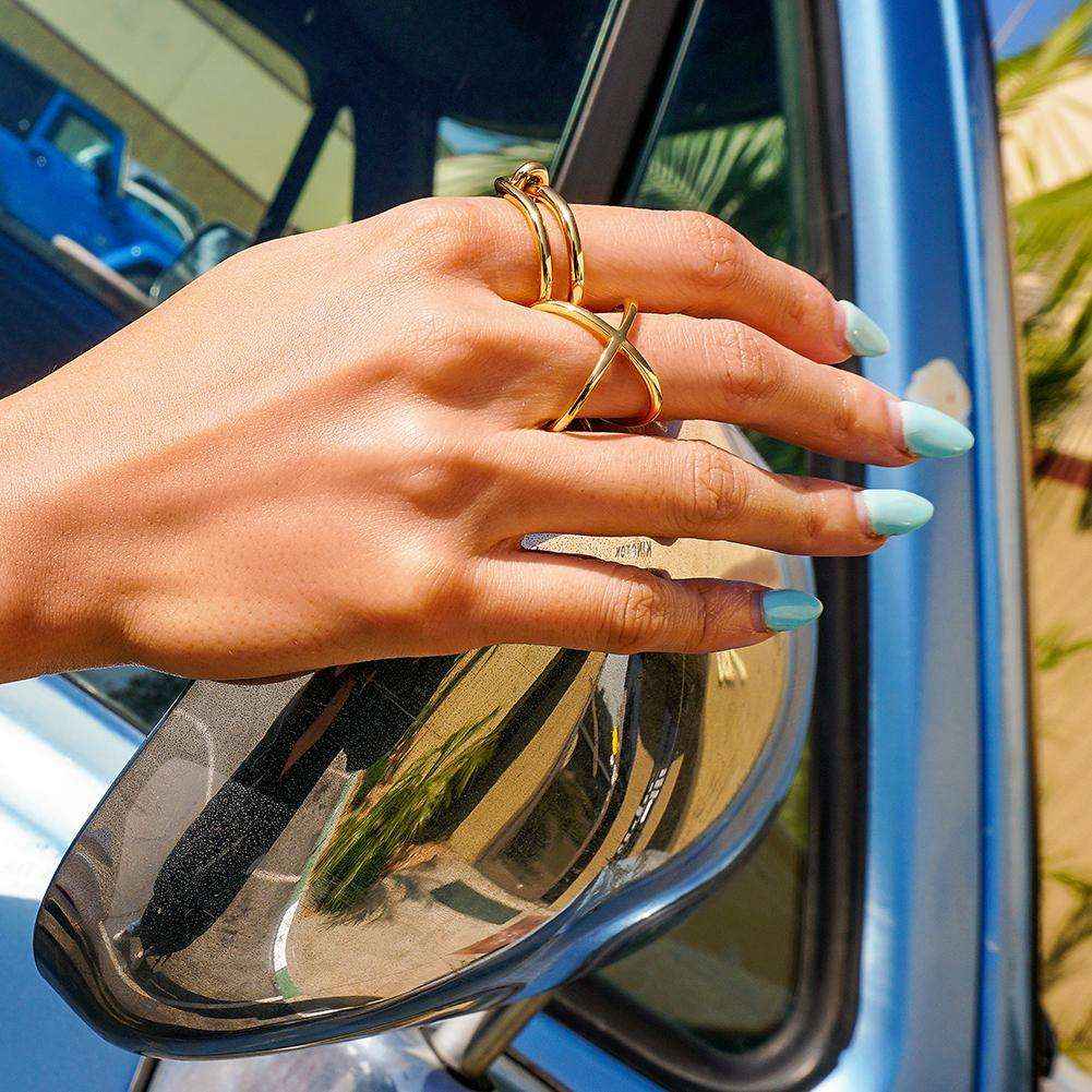 Gold Crisscross Ring - 316L Stainless Steel 14K PVD Plated - Miraelia jewelry&Accessories