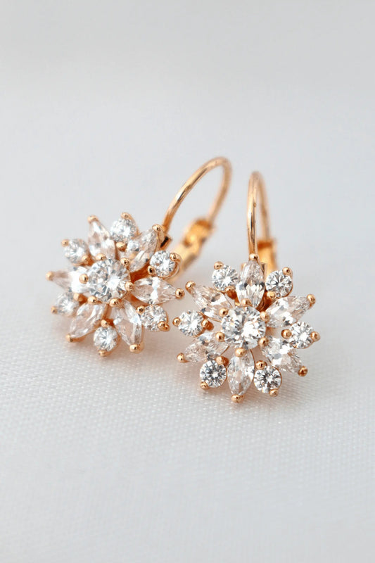 Diamond Sunflower Huggies Earrings 18K Gold Plated - Miraelia Jewelry - Miraelia jewelry&Accessories