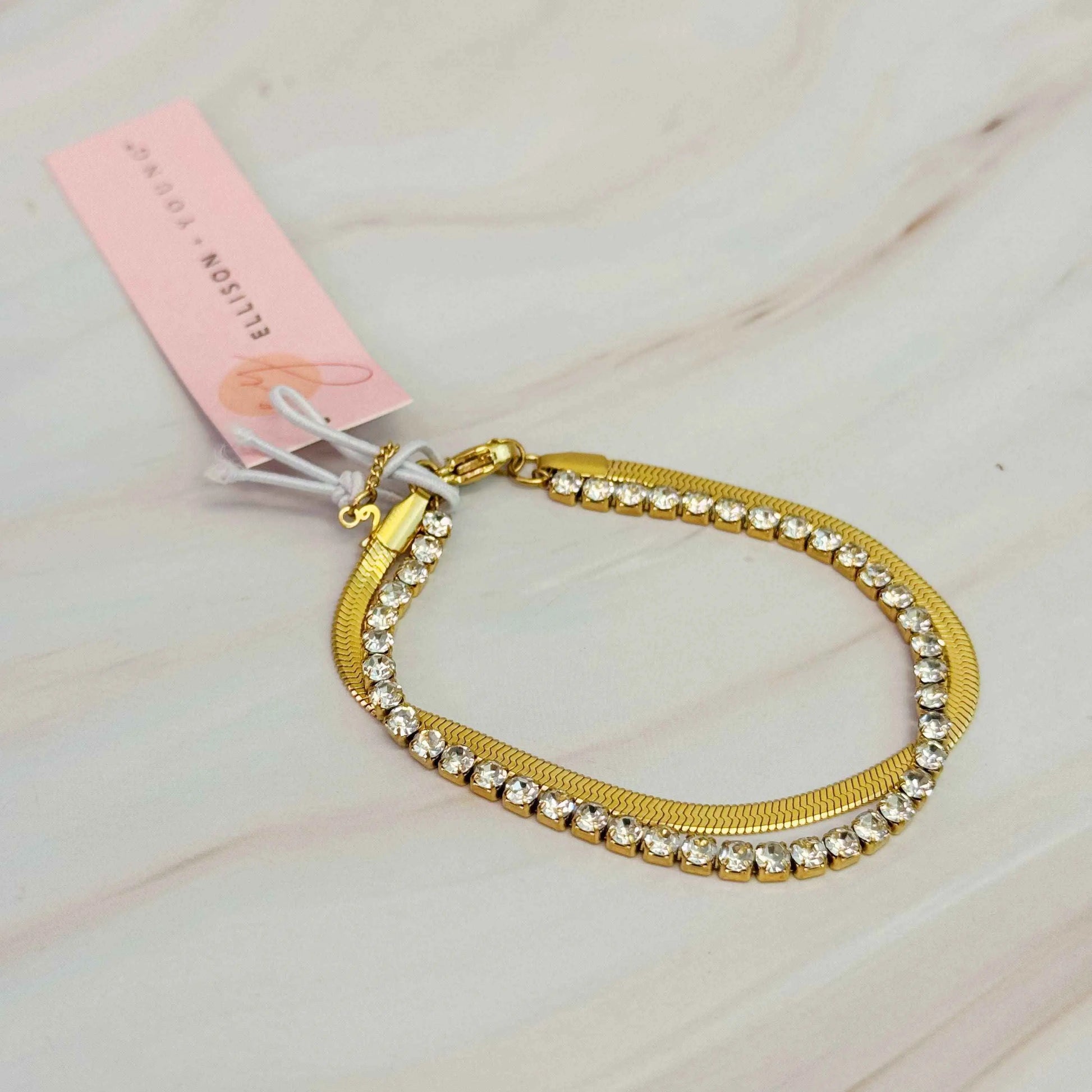 Herringbone And Tennis Bracelet - Miraelia jewelry&Accessories