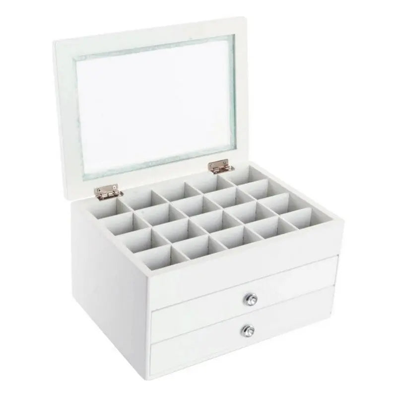 Jewelry box DKD Home Decor Crystal White MDF Wood 25 x 19 x 15 cm - Miraelia jewelry&Accessories
