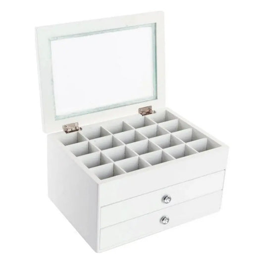 Jewelry box DKD Home Decor Crystal White MDF Wood 25 x 19 x 15 cm - Miraelia jewelry&Accessories