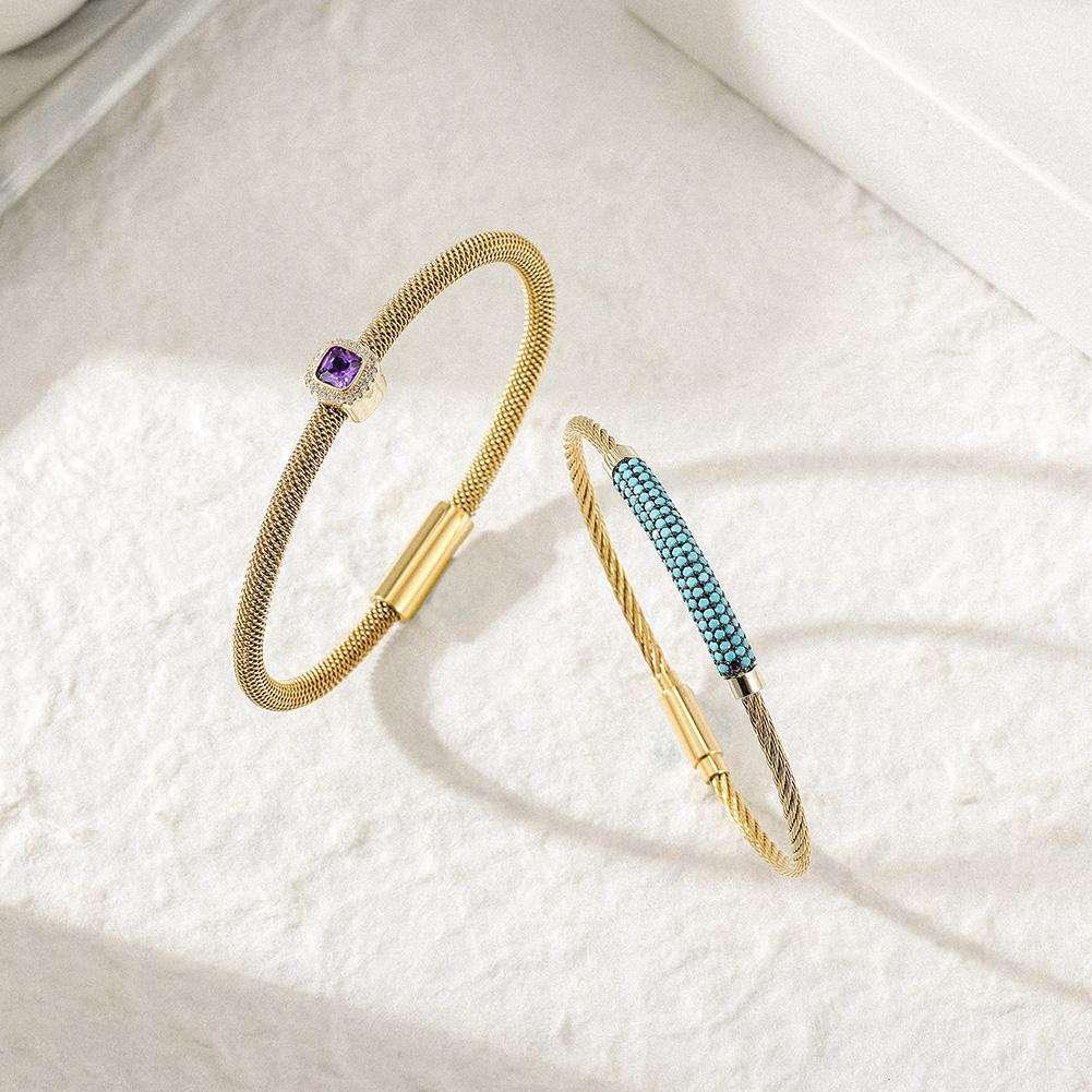Vintage Jewelry Set - Stainless Steel Bangle, Bracelet & Ring | Hypoallergenic - Miraelia jewelry&Accessories
