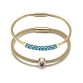 Vintage Jewelry Set - Stainless Steel Bangle, Bracelet & Ring | Hypoallergenic - Miraelia jewelry&Accessories