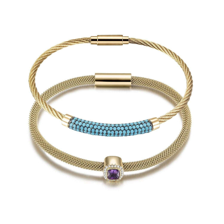 Vintage Jewelry Set - Stainless Steel Bangle, Bracelet & Ring | Hypoallergenic - Miraelia jewelry&Accessories