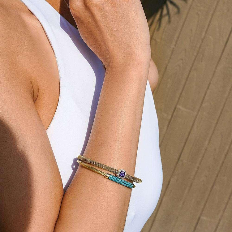 Vintage Jewelry Set - Stainless Steel Bangle, Bracelet & Ring | Hypoallergenic - Miraelia jewelry&Accessories