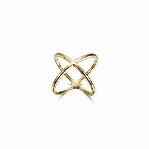 Gold Crisscross Ring - 316L Stainless Steel 14K PVD Plated - Miraelia jewelry&Accessories