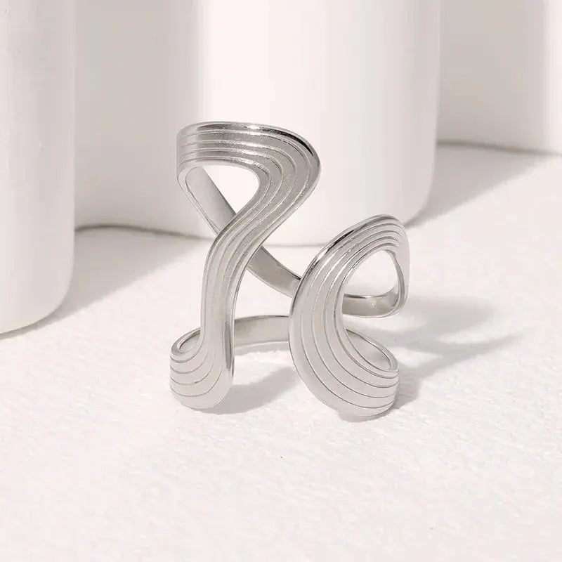 Steel Irregular Wave Rings Miraelia jewelry&Accessories