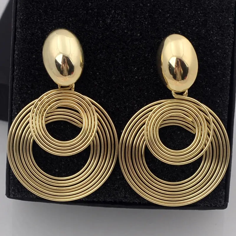 Big Round Statement Earrings Miraelia jewelry&Accessories