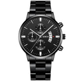 2023 Fashion Men Gold Stainless Steel Watch Luxury Calendar Quartz - Miraelia jewelry&Accessories