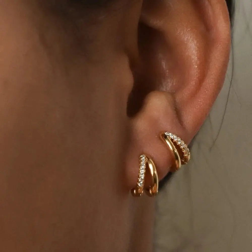 Gold CZ Huggie Hoop Earrings Miraelia jewelry&Accessories