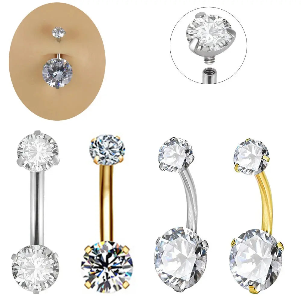 316L Surgical Steel Belly Button Ring - Crystal Piercing Jewelry Miraelia jewelry&Accessories