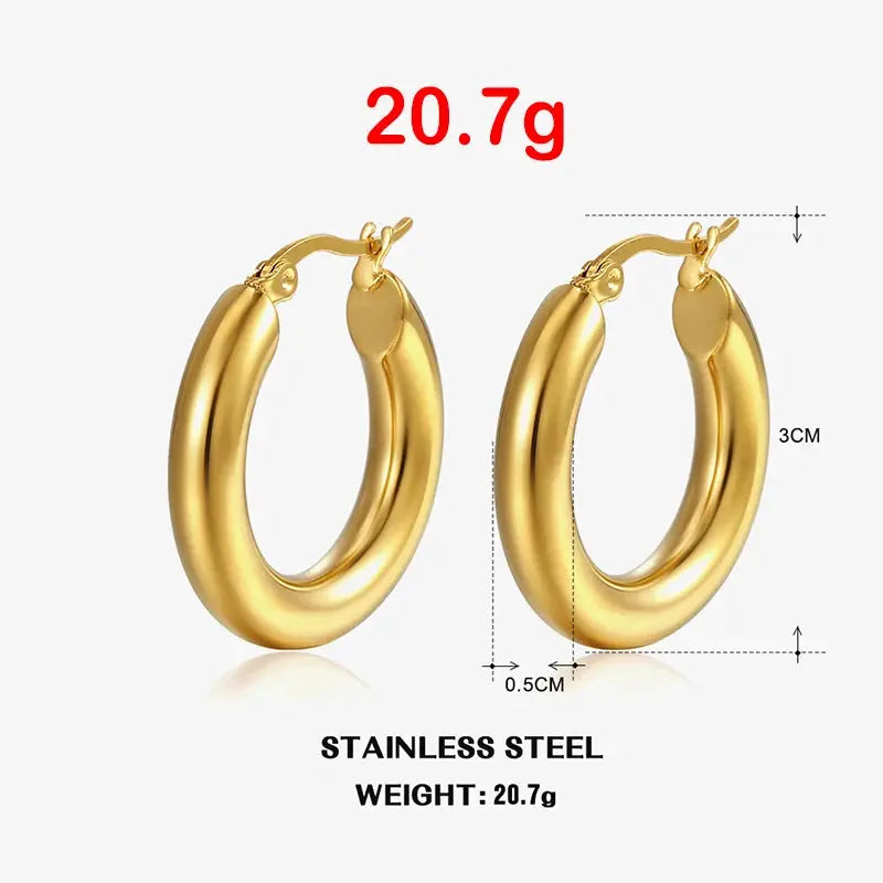Steel Round Hoop Earrings 5mm Miraelia jewelry&Accessories
