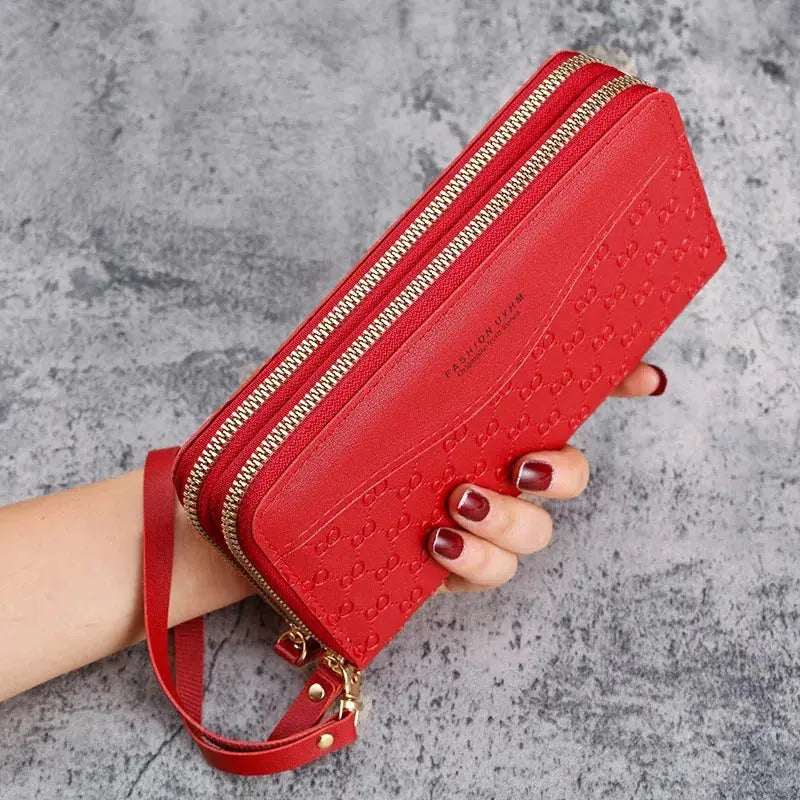 Embossed Long Zipper Wallet Miraelia jewelry&Accessories