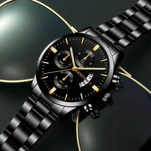 Fashion Men Stainless Steel Watch Luxury Calendar Quartz Wrist Watch - Miraelia jewelry&Accessories