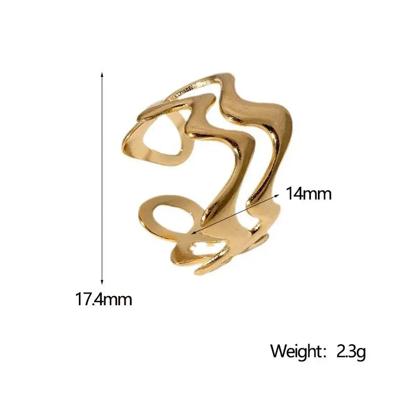 Steel Irregular Wave Rings Miraelia jewelry&Accessories