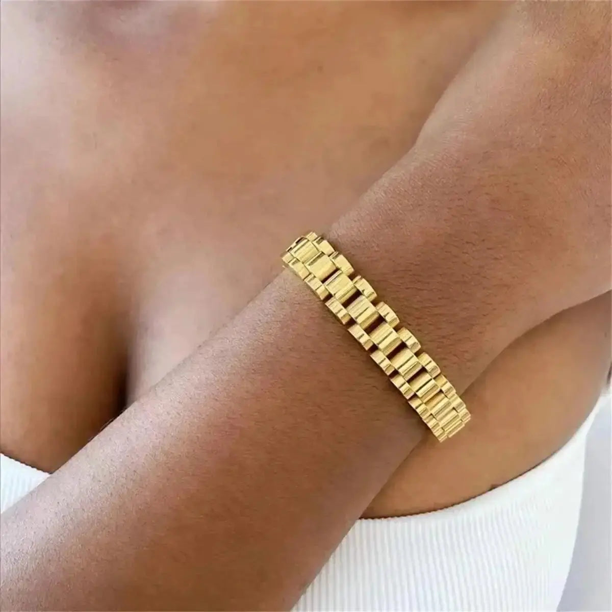 2024 New Vintage 18K Gold Plated Stainless Steel Chain Bracelet for - Miraelia jewelry&Accessories
