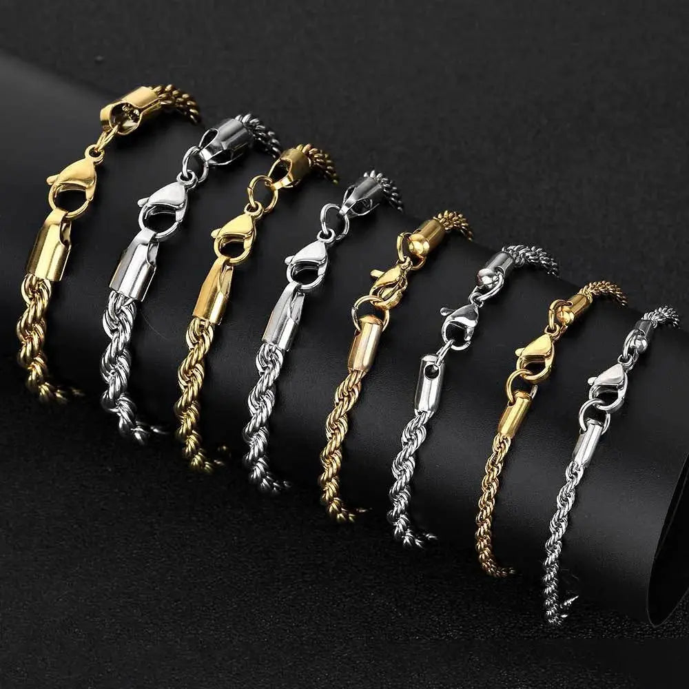 Hip Hop Steel Twist Chain Bracelet Miraelia jewelry&Accessories