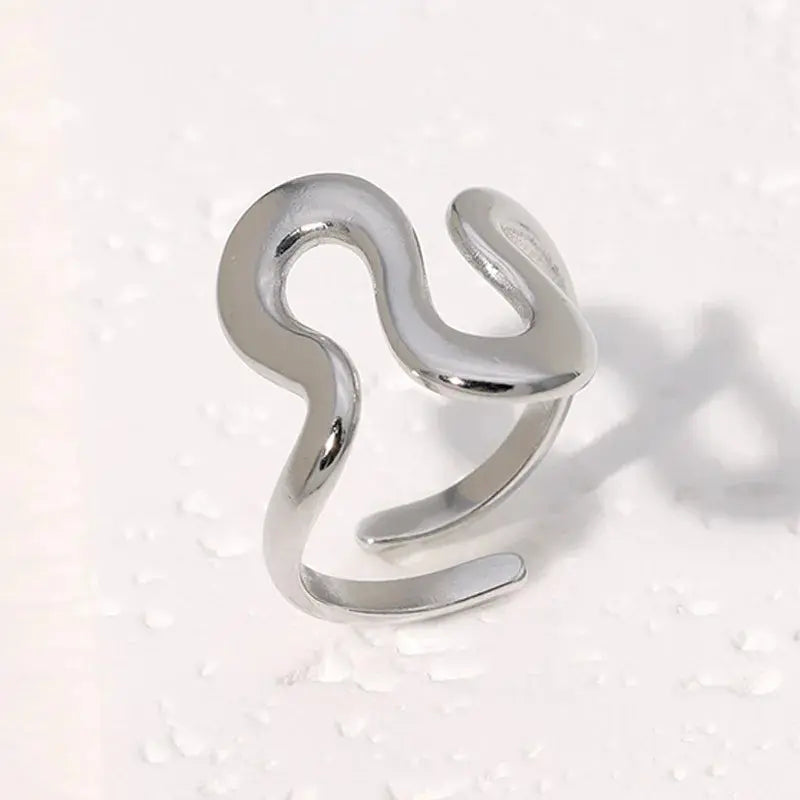 Steel Irregular Wave Rings Miraelia jewelry&Accessories