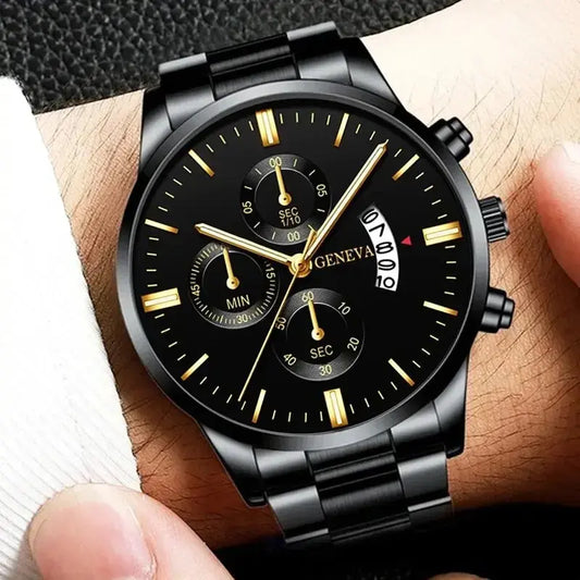 Fashion Men Stainless Steel Watch Luxury Calendar Quartz Wrist Watch - Miraelia jewelry&Accessories