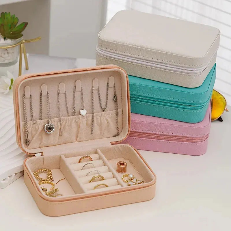 1 Pcs Portable Jewelry Storage Box Pink Home Travel Earrings Necklace - Miraelia jewelry&Accessories