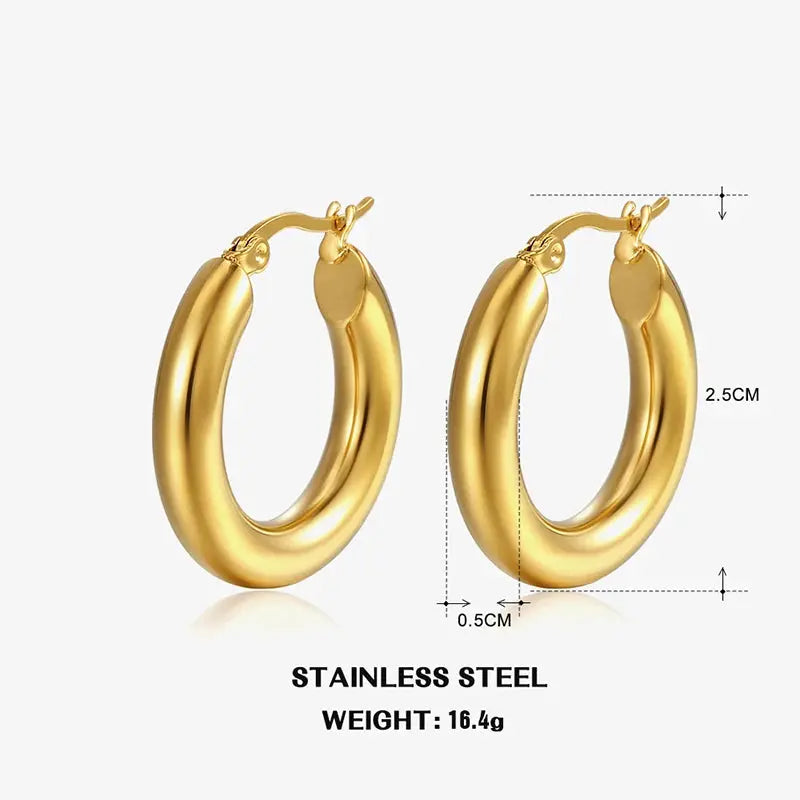Steel Round Hoop Earrings 5mm Miraelia jewelry&Accessories