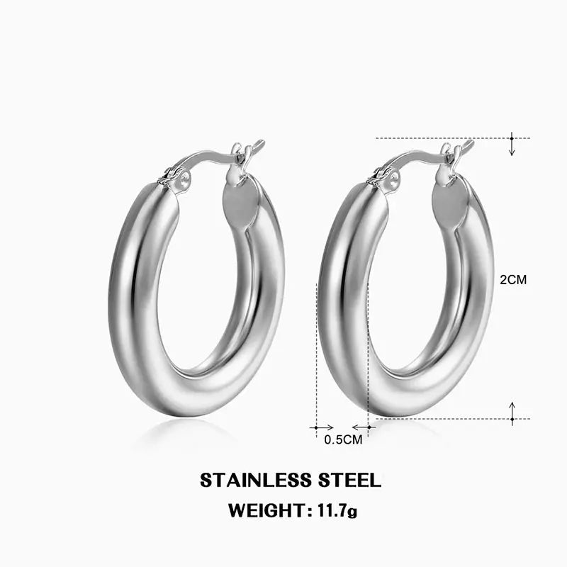 Steel Round Hoop Earrings 5mm Miraelia jewelry&Accessories