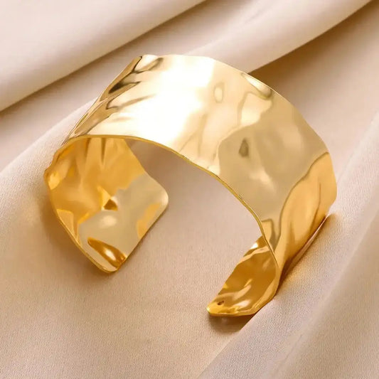 Vintage Irregular Bracelet For Women Stainless Steel Gold Color Open - Miraelia jewelry&Accessories