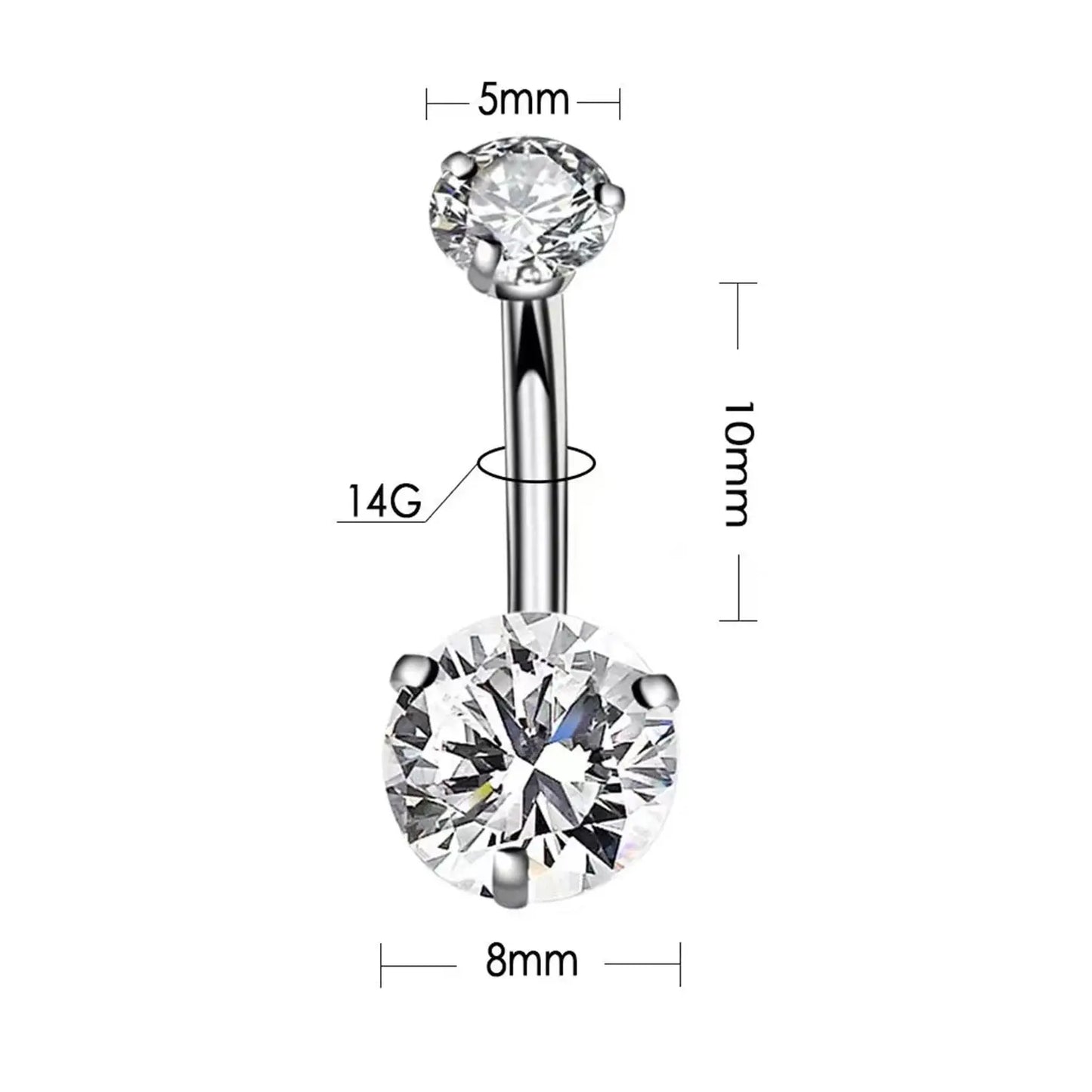 316L Surgical Steel Belly Button Ring - Crystal Piercing Jewelry Miraelia jewelry&Accessories
