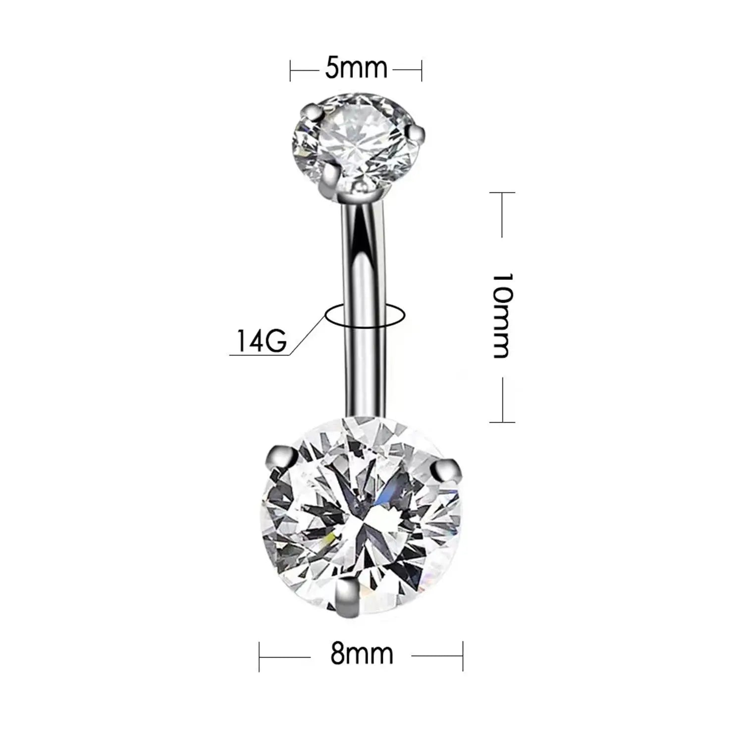 316L Surgical Steel Belly Button Ring - Crystal Piercing Jewelry Miraelia jewelry&Accessories