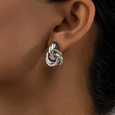 Gold Silver Knot Hoop Earrings - Shiny Plated Design for Women - Miraelia jewelry&Accessories