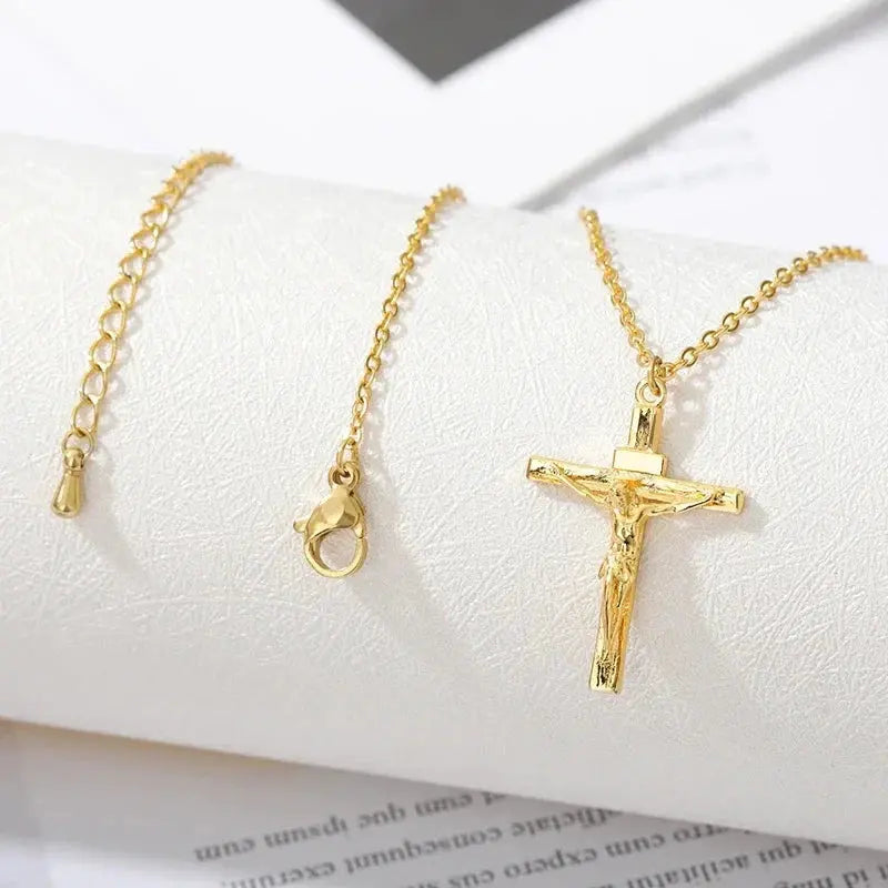 Christian Jesus Cross Necklace For Women Men Stainless Steel Chains - Miraelia jewelry&Accessories